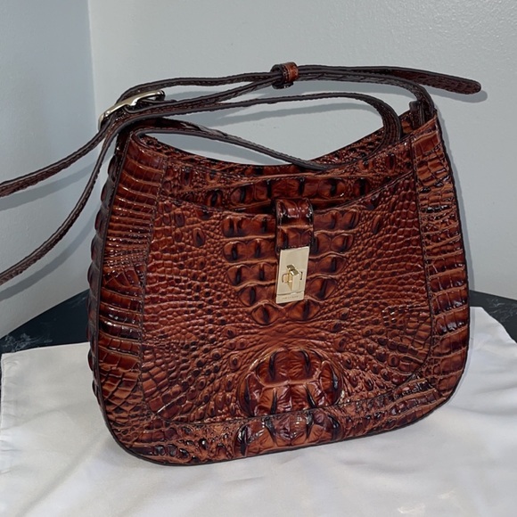 Women’s Bag BRAHMIN Melbourne Leather Pecan Johanna Brown Crossbody AUTHENTIC - Picture 7 of 14